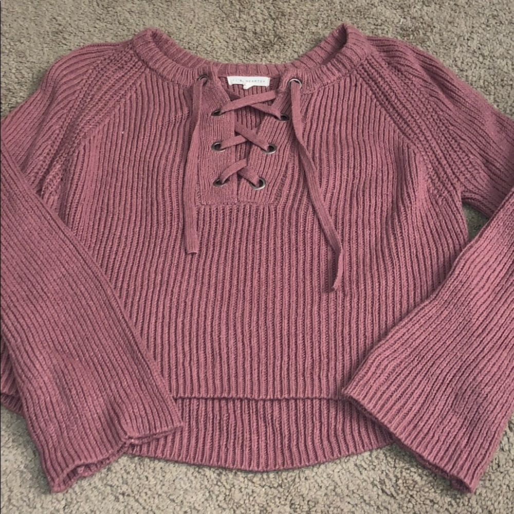 Lace Up Knit Sweater